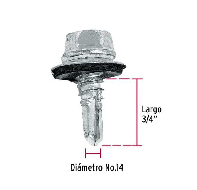 Pijas hexagonal, punta broca con rondana #14 x 3/4" 44405