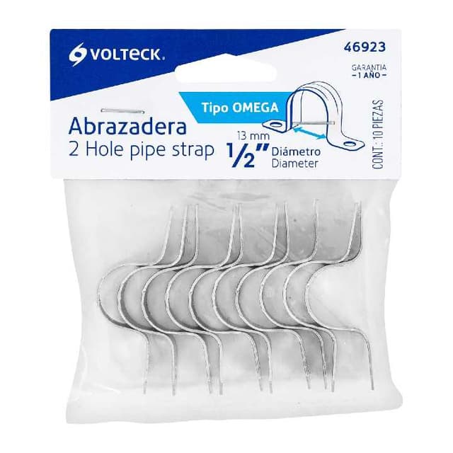 Bolsa c/10 abrazaderas tipo omega 1/2" p/tubo 46923