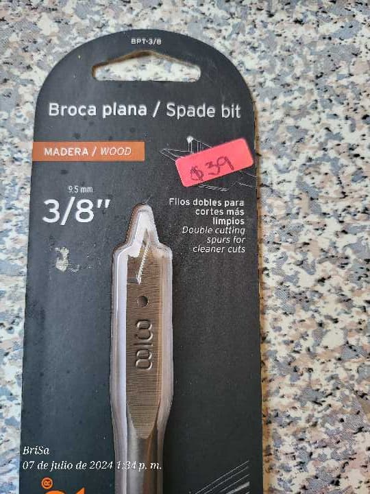 Broca Plana para Madera 3/8" 11366