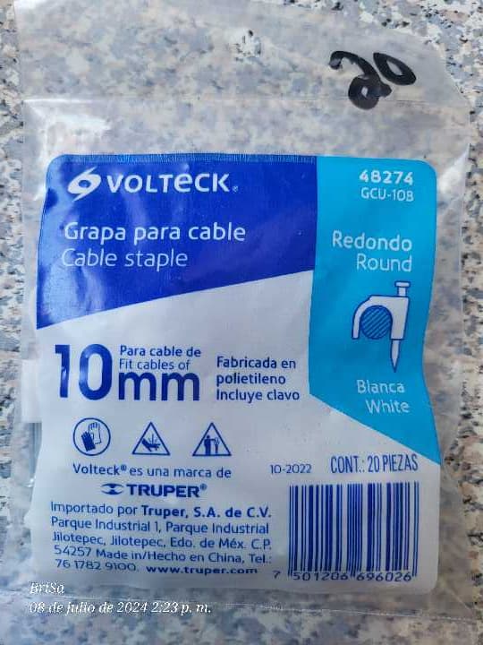 Grapa para Cable Blanca 10mm 48274