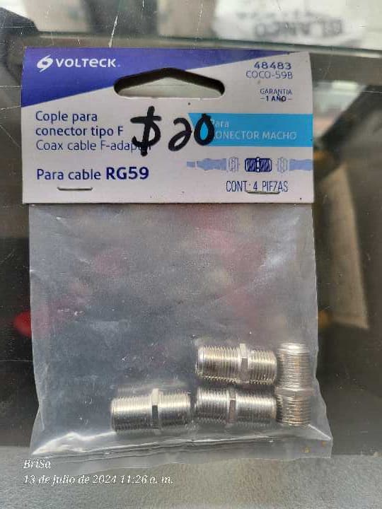 Cople Conector para Cable Coaxial 48483
