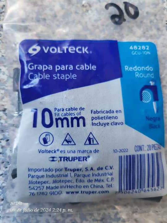 Grapa para Cable Negra 10mm 48282