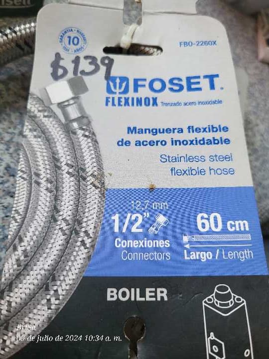 Manguera Flexible de Acero de 1/2" BOILER 60cm 48965