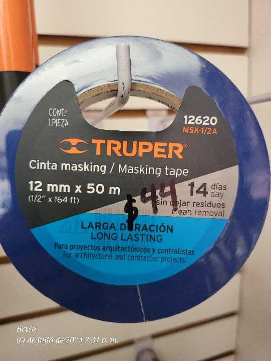 Cinta Masking 12mm Azul Truper 12620