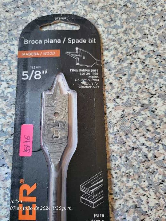 Broca Plana para Madera 5/8" 11375