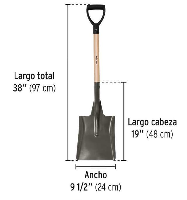 Pala cuadrada, puño "Y", mango 28", Pretul 22511
