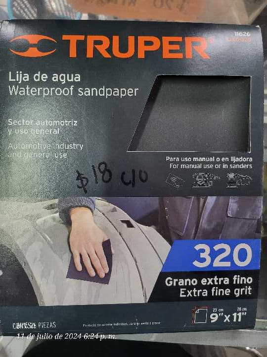 Lija de Agua 320 Grano Extra Fino 11626