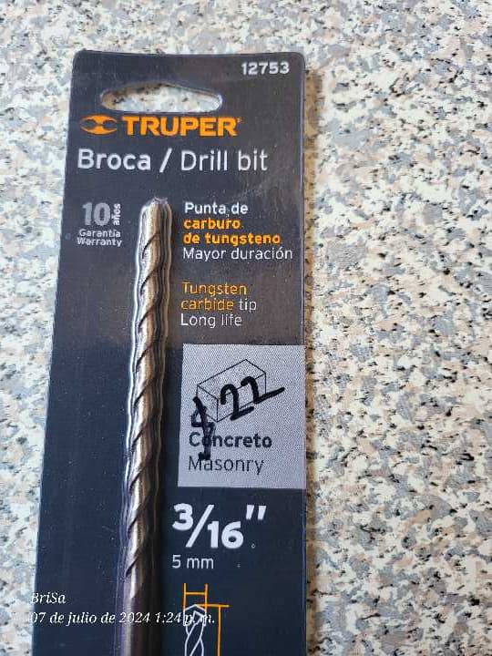 Broca para Concreto 3/16" x 6" 12753
