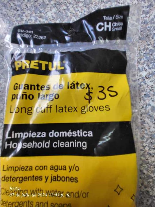 Guantes de Látex Puño Largo Chica 23263 (Amarillo)