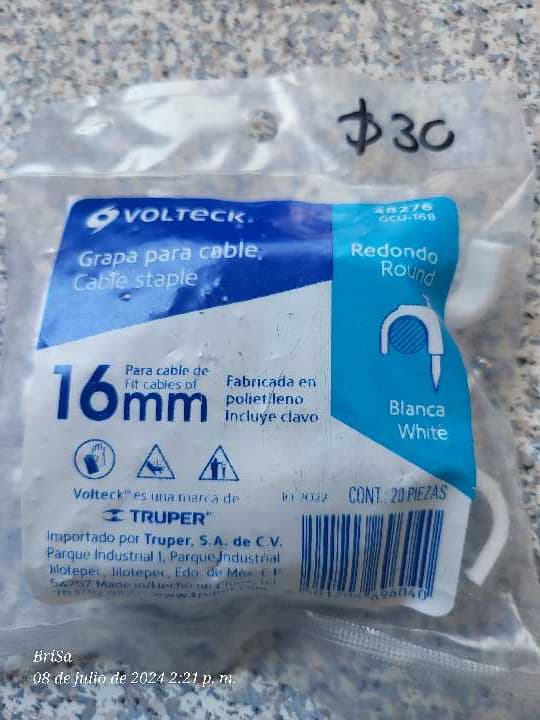 Grapa para Cable Blanca 16mm 48276