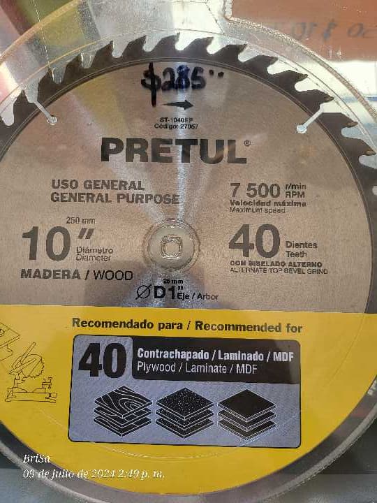 Disco Sierra de 10" para Madera 27057