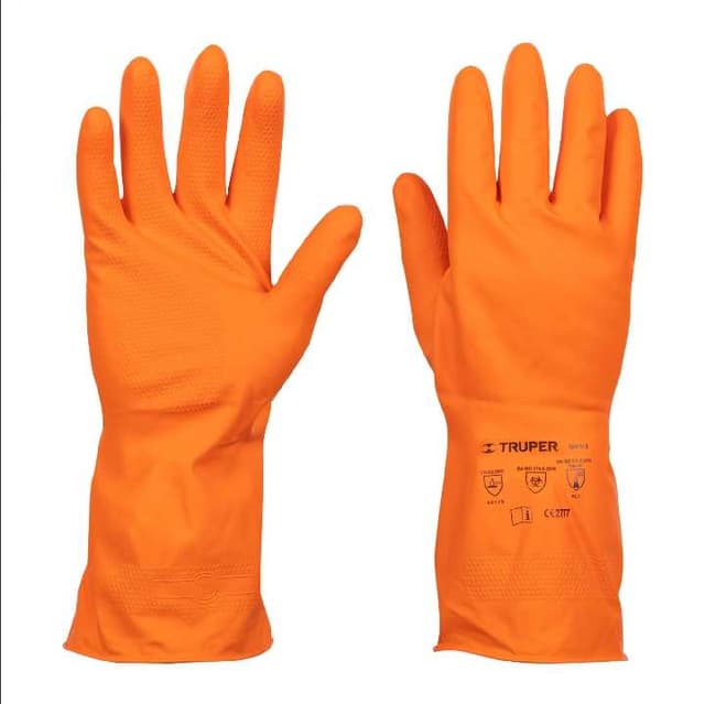 Guantes de Látex Puño Largo Grande 14263 (Naranja)