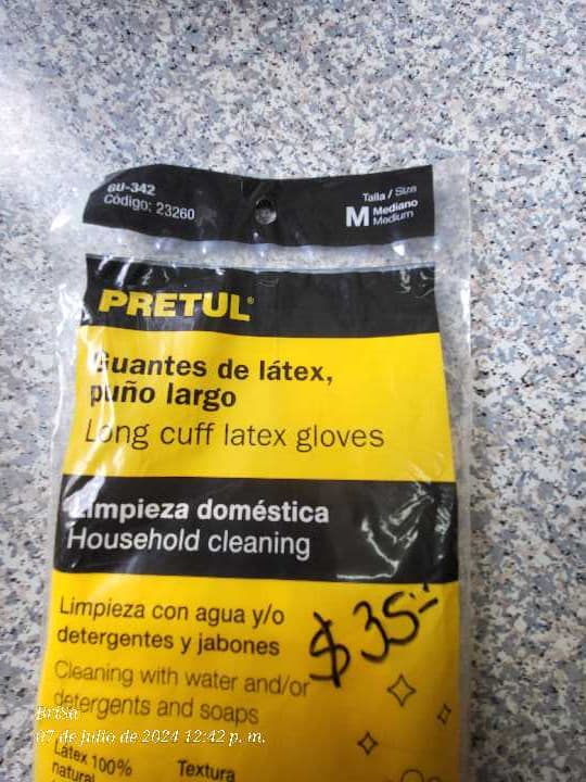 Guantes de Látex Puño Largo Mediana 23260 (Amarillo)