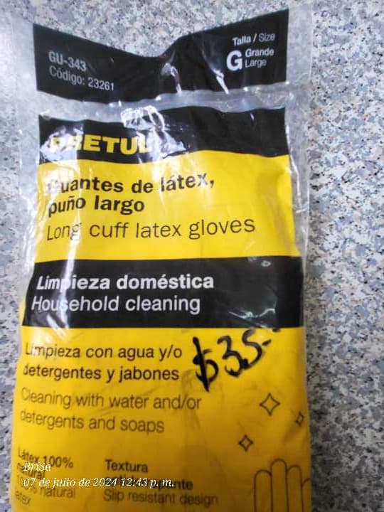 Guantes de Látex Puño Largo Grande 23261 (Amarillo)