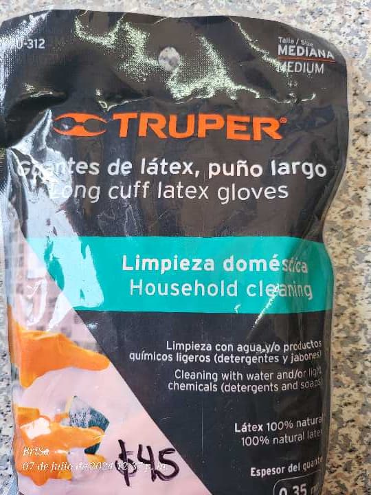 Guantes de Látex Puño Largo Mediana 14262 (Naranja)