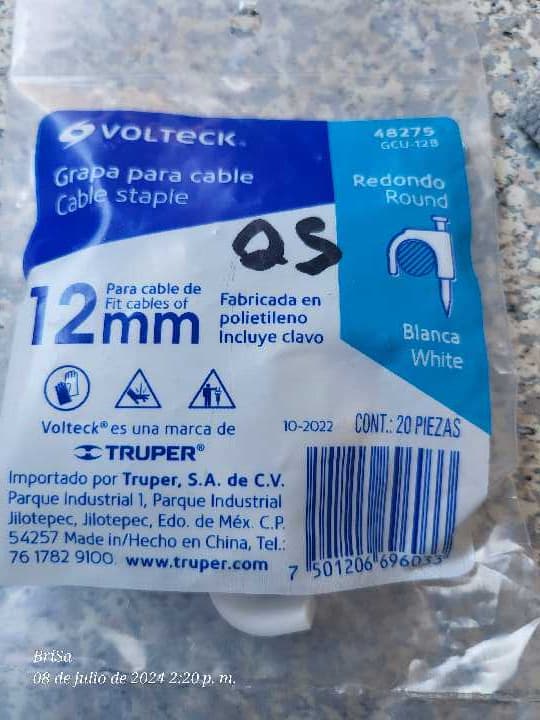 Grapa para Cable Blanca 12mm 48275